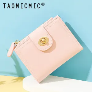 Women's Simple Short Two Fold Zipper Credentials Ladies Wallets