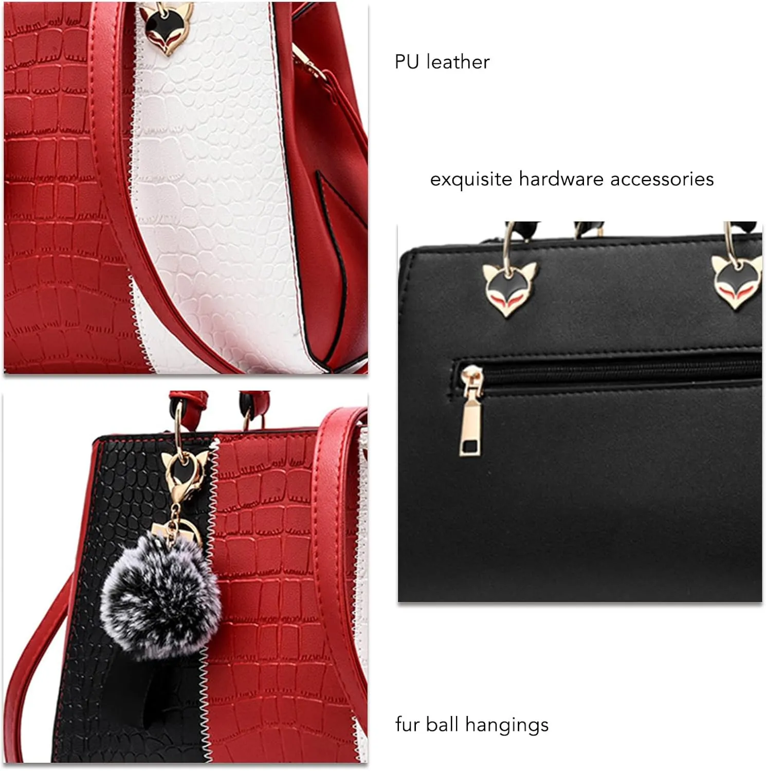 Women's Stylish Large Capacity PU Leather Shoulder Bag, Color Block Design Handbag for Work and Daily Use