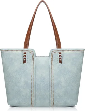 Women's Vegan Leather Tote Purses with Zipper Casual Shoulder Bags Large Capacity Handbags
