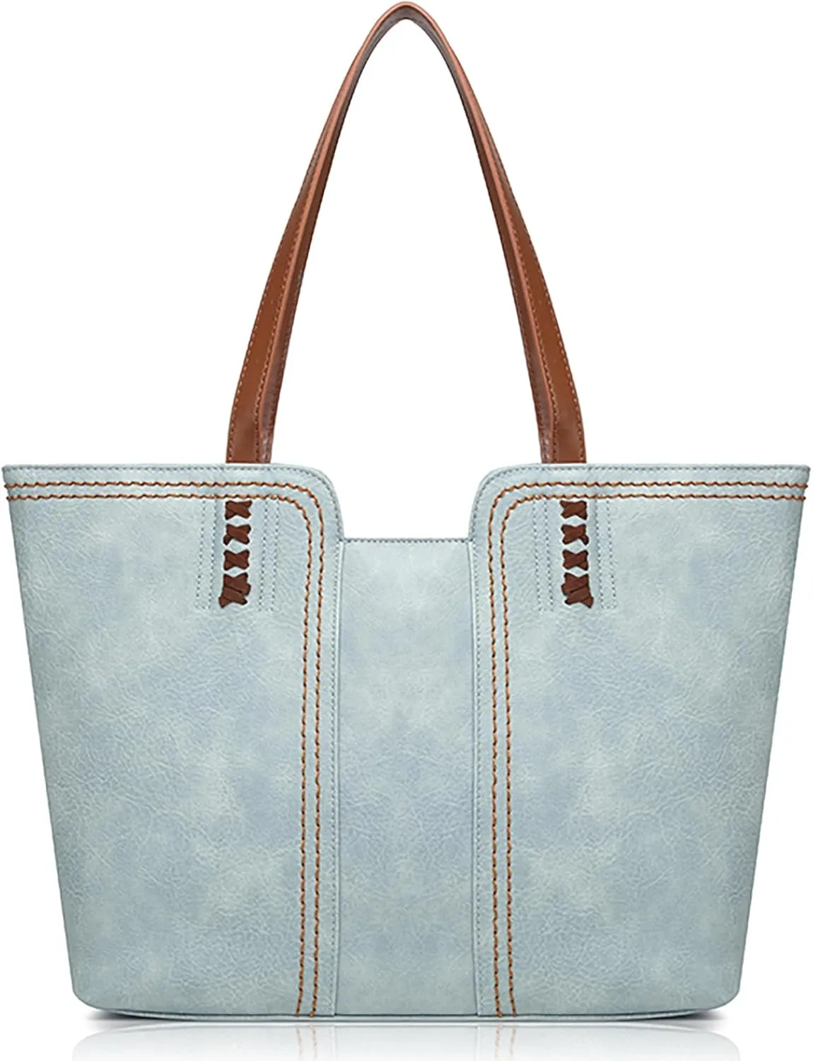 Women's Vegan Leather Tote Purses with Zipper Casual Shoulder Bags Large Capacity Handbags