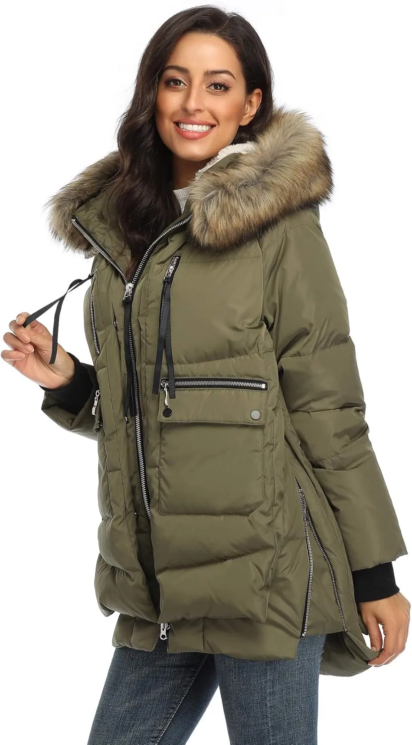 Women's Winter Thickened Down Jackets Long Down Coats Warm Parka with Hood