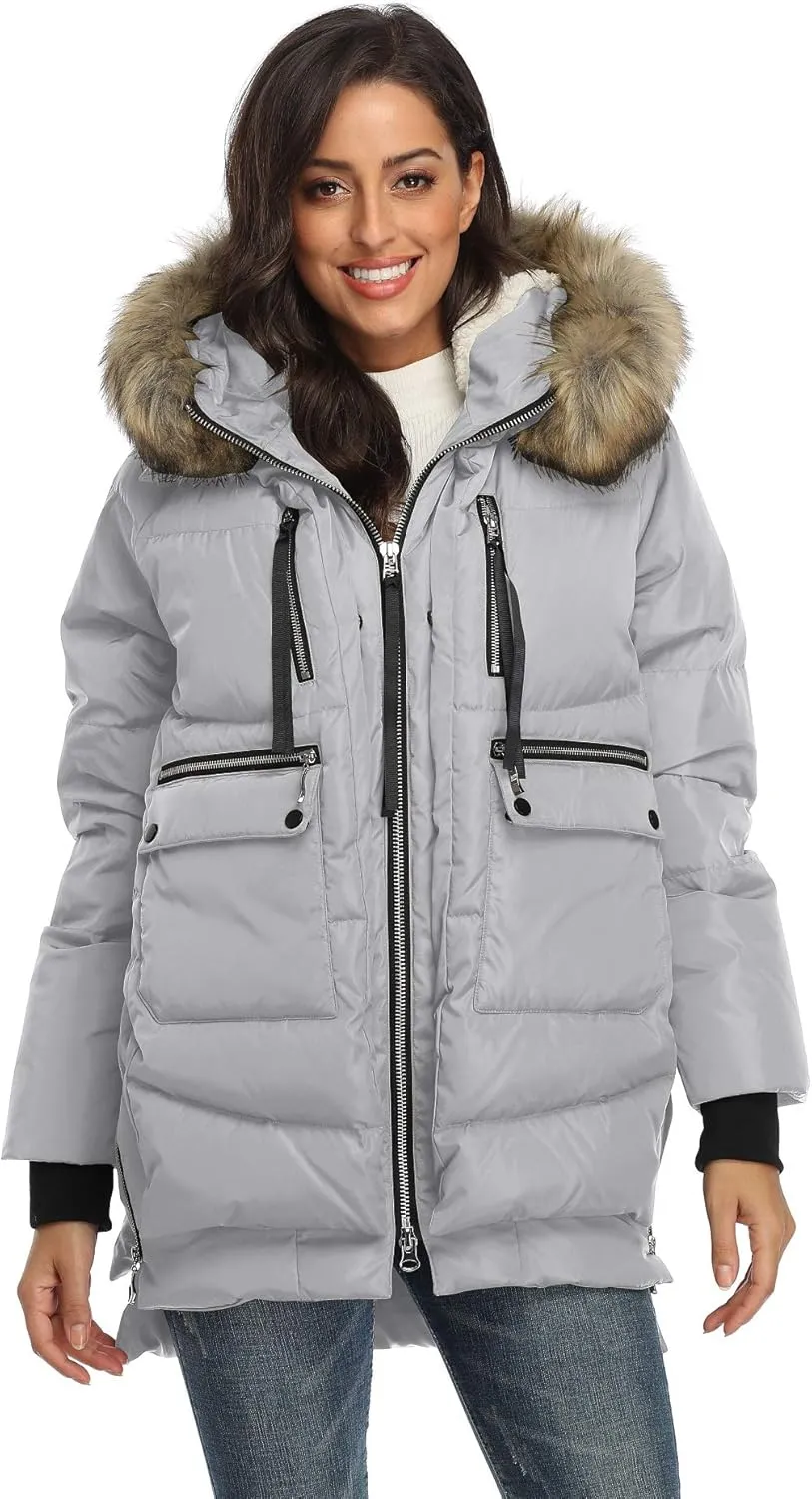 Women's Winter Thickened Down Jackets Long Down Coats Warm Parka with Hood