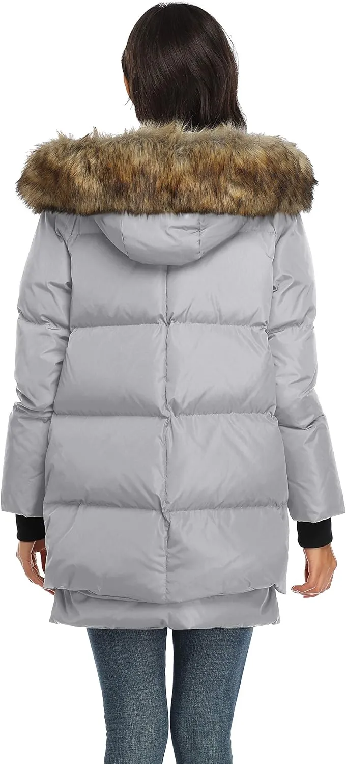 Women's Winter Thickened Down Jackets Long Down Coats Warm Parka with Hood
