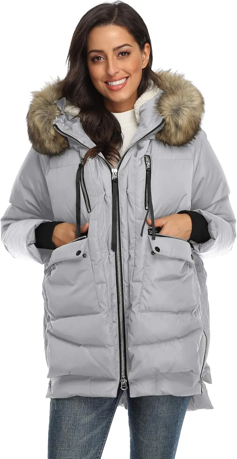 Women's Winter Thickened Down Jackets Long Down Coats Warm Parka with Hood