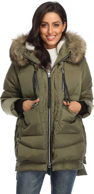 Women's Winter Thickened Down Jackets Long Down Coats Warm Parka with Hood