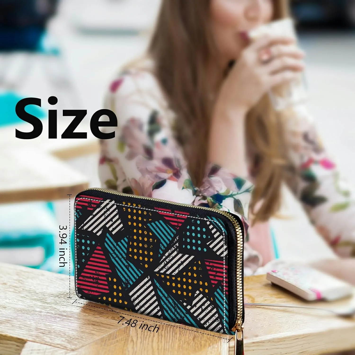 Womens Wristlet Wallets Large Capacity Card Holder Cash Pocket Zip Around
