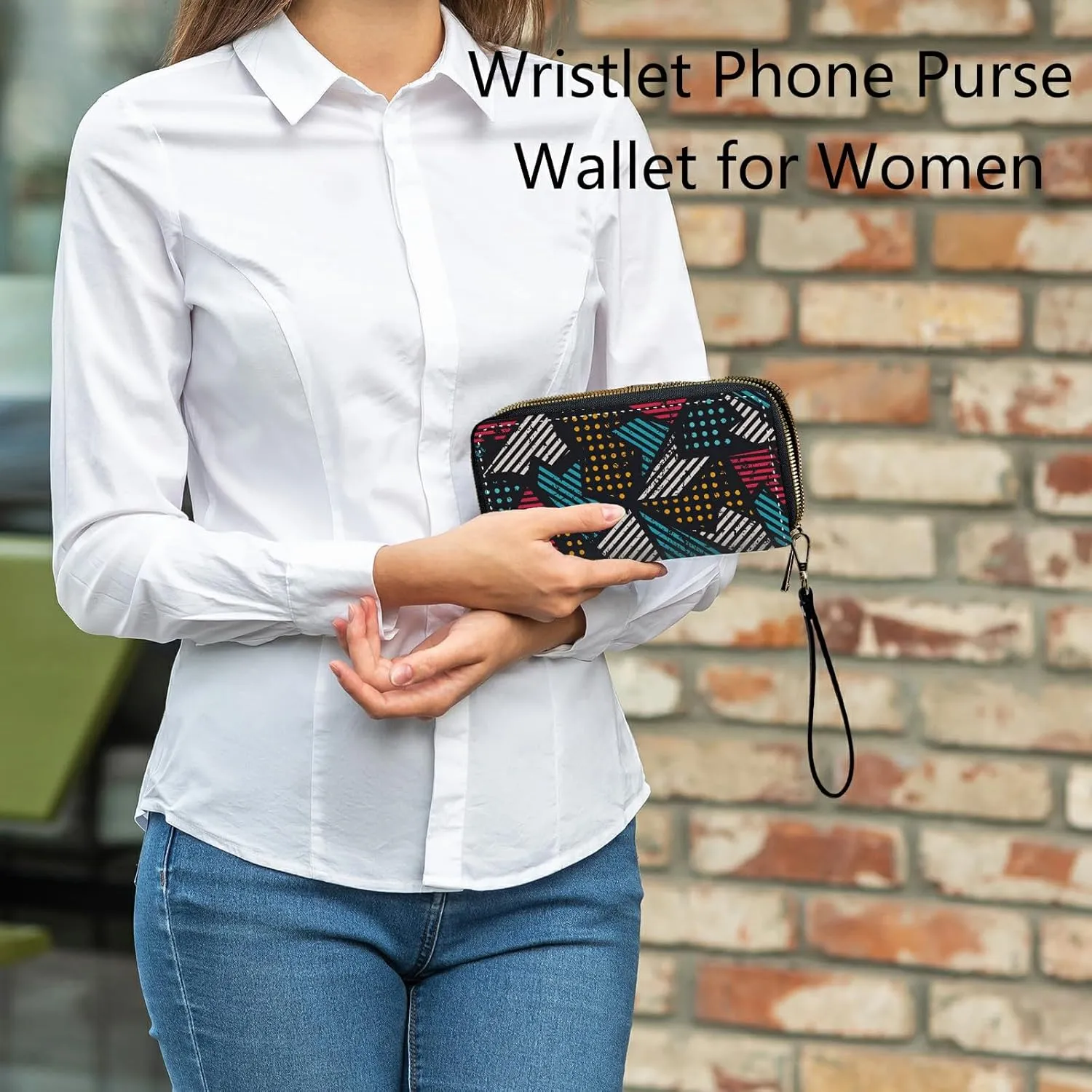 Womens Wristlet Wallets Large Capacity Card Holder Cash Pocket Zip Around