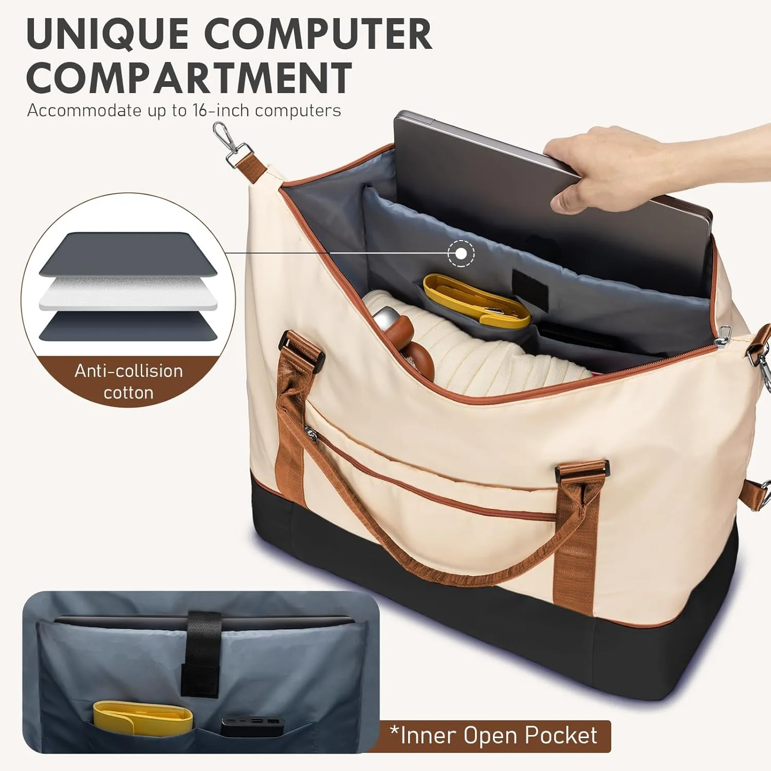 WOOMADA Weekender Overnight Bag for Women, Carry on Shoulder Travel Duffel with Shoes Compartment,Gym Bag with Toiletry Bag