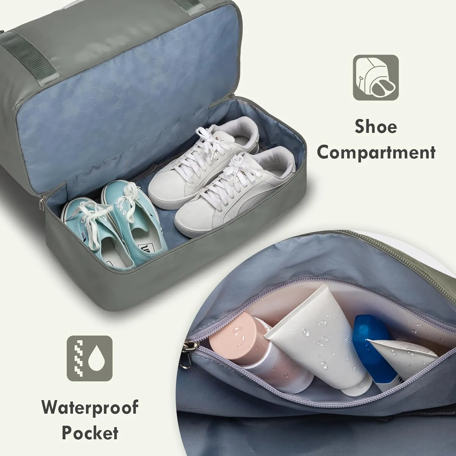 WOOMADA Weekender Overnight Bag for Women, Shoulder Travel Duffel with Shoes Compartment,Gym Bag with Toiletry Bag