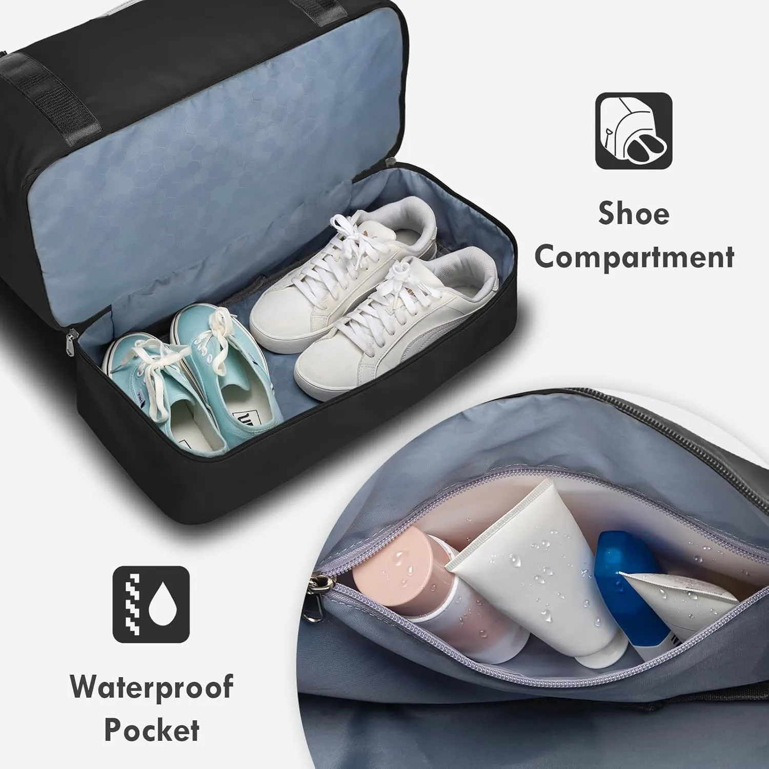 WOOMADA Weekender Overnight Bag for Women, Shoulder Travel Duffel with Shoes Compartment,Gym Bag with Toiletry Bag