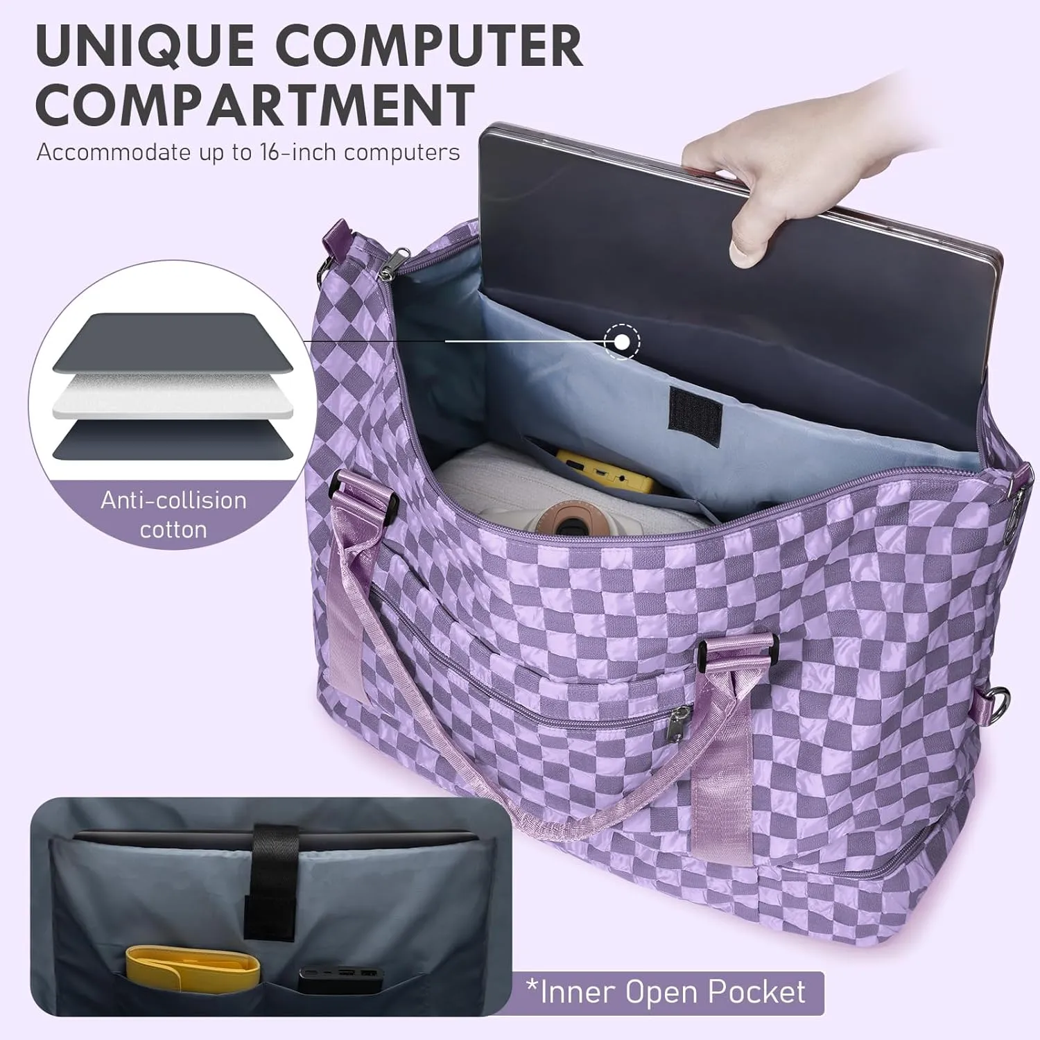WOOMADA Weekender Overnight Bag for Women, Shoulder Travel Duffel with Shoes Compartment,Gym Bag with Toiletry Bag