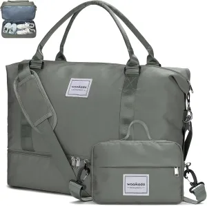 WOOMADA Weekender Overnight Bag for Women, Shoulder Travel Duffel with Shoes Compartment,Gym Bag with Toiletry Bag