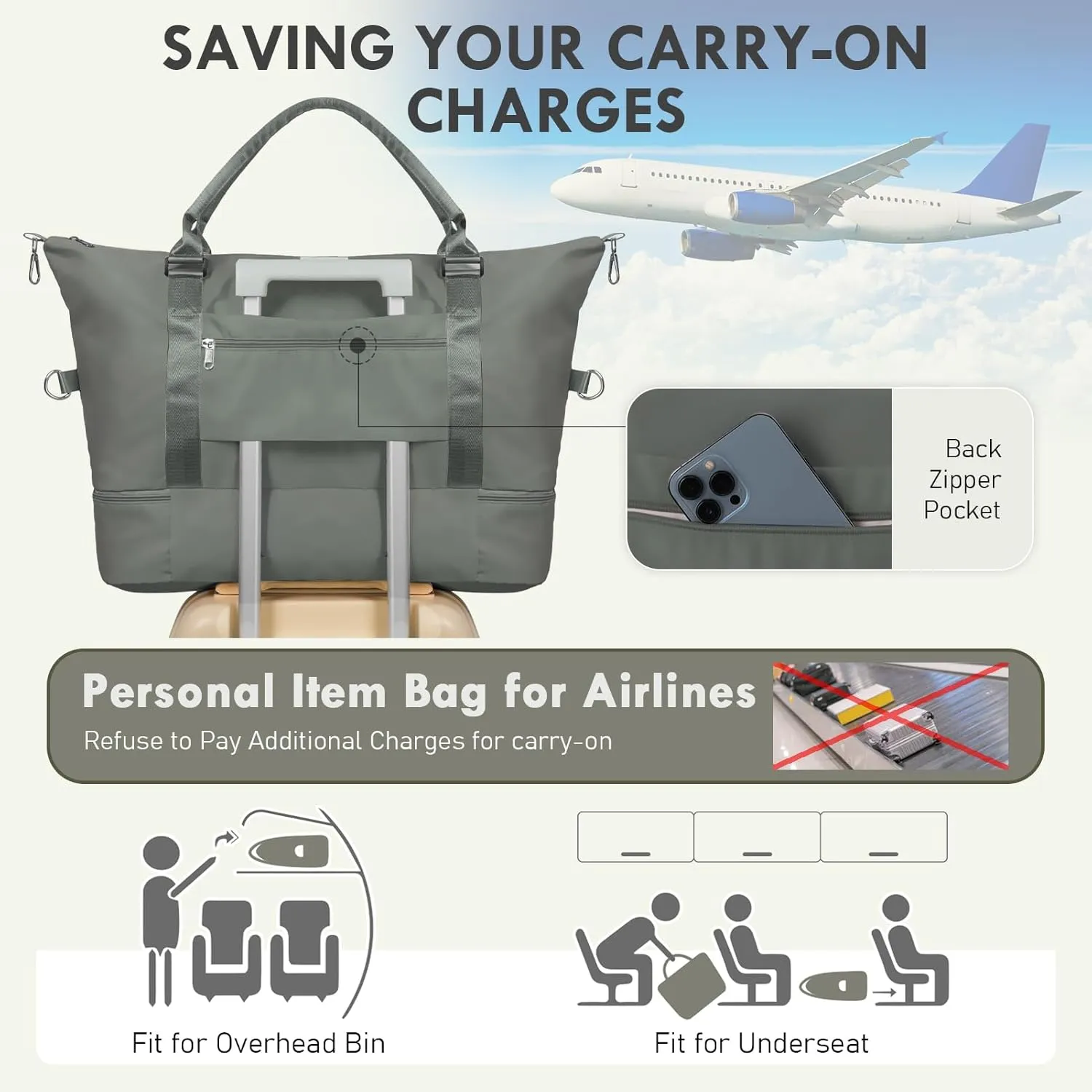 WOOMADA Weekender Overnight Bag for Women, Shoulder Travel Duffel with Shoes Compartment,Gym Bag with Toiletry Bag