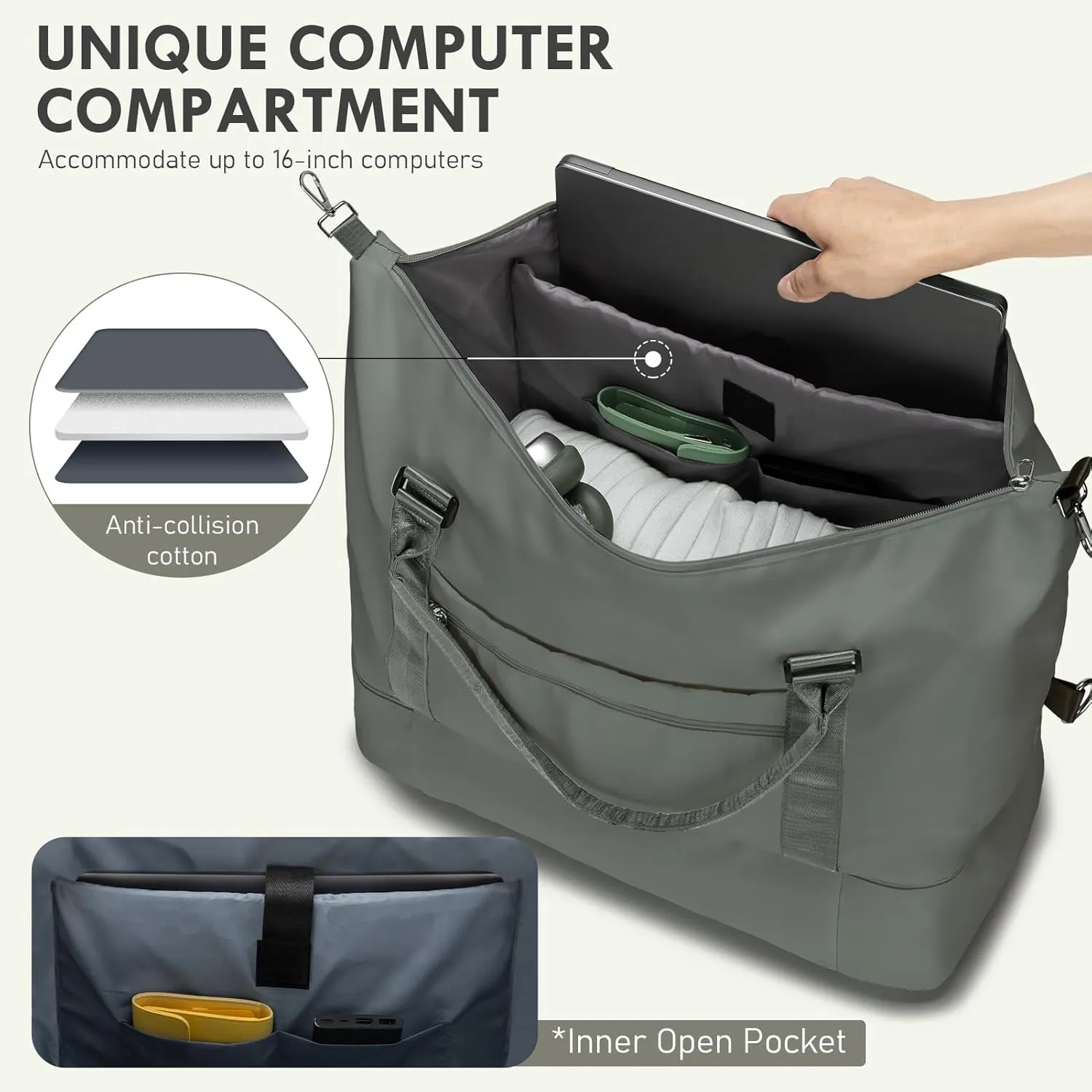 WOOMADA Weekender Overnight Bag for Women, Shoulder Travel Duffel with Shoes Compartment,Gym Bag with Toiletry Bag