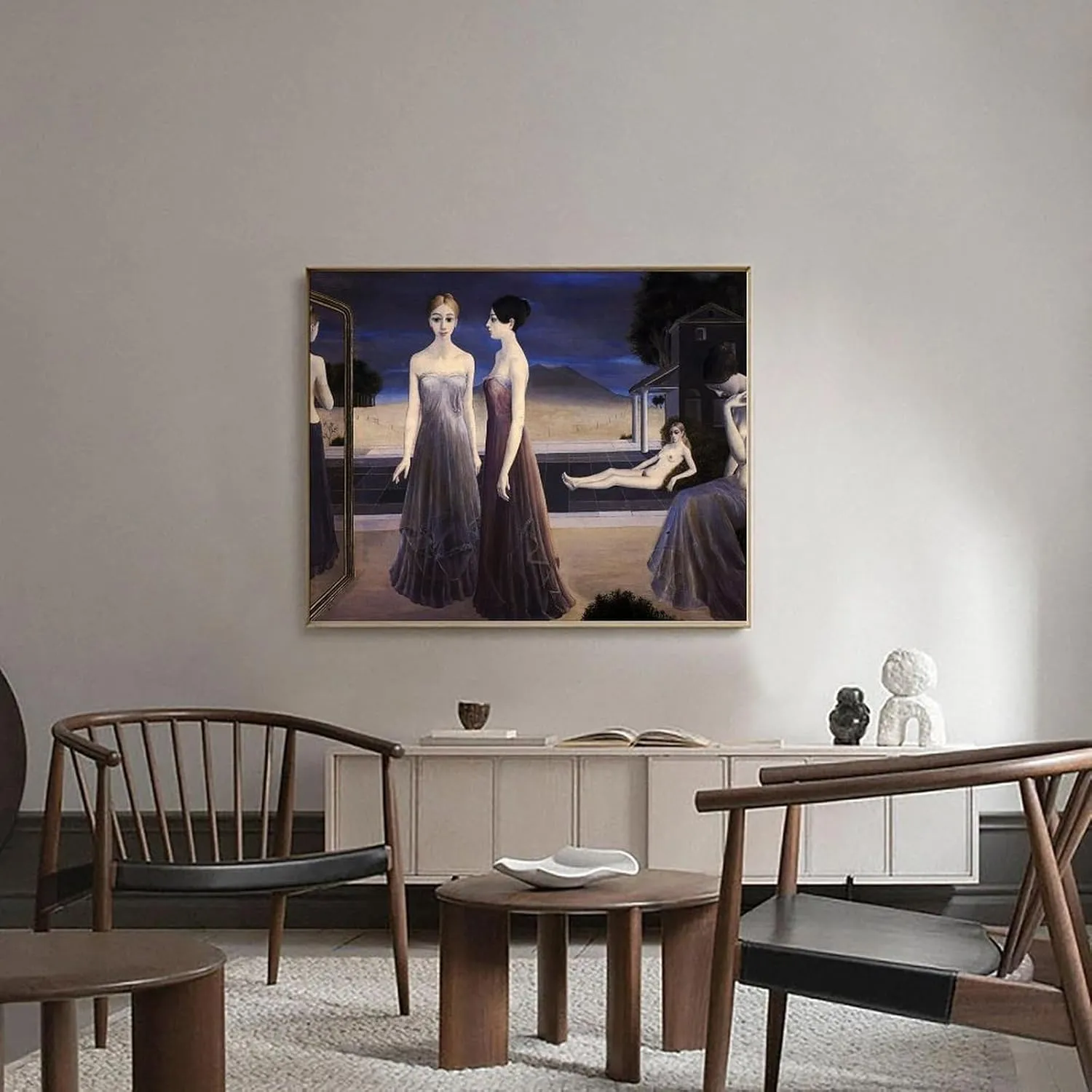 WORMUE Paul Delvaux's Next Art Poster from 1977Wall Poster Art Canvas Printing Gift Office Bedroom Aesthetic Poster 10x8inch(25x20cm) Unframe-style