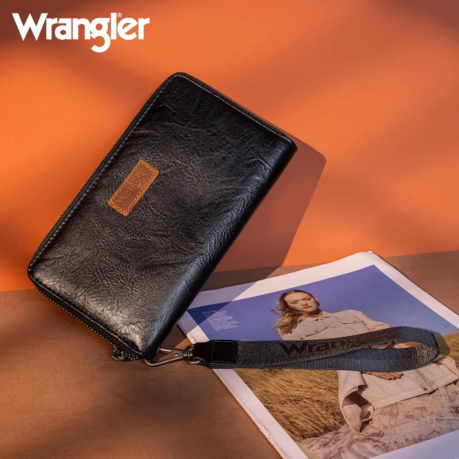 Wrangler Womens Wallet Wristlet Wallets for Women Large Capacity Women's Wallets Black Wallet Credit Card Holder for Women Men