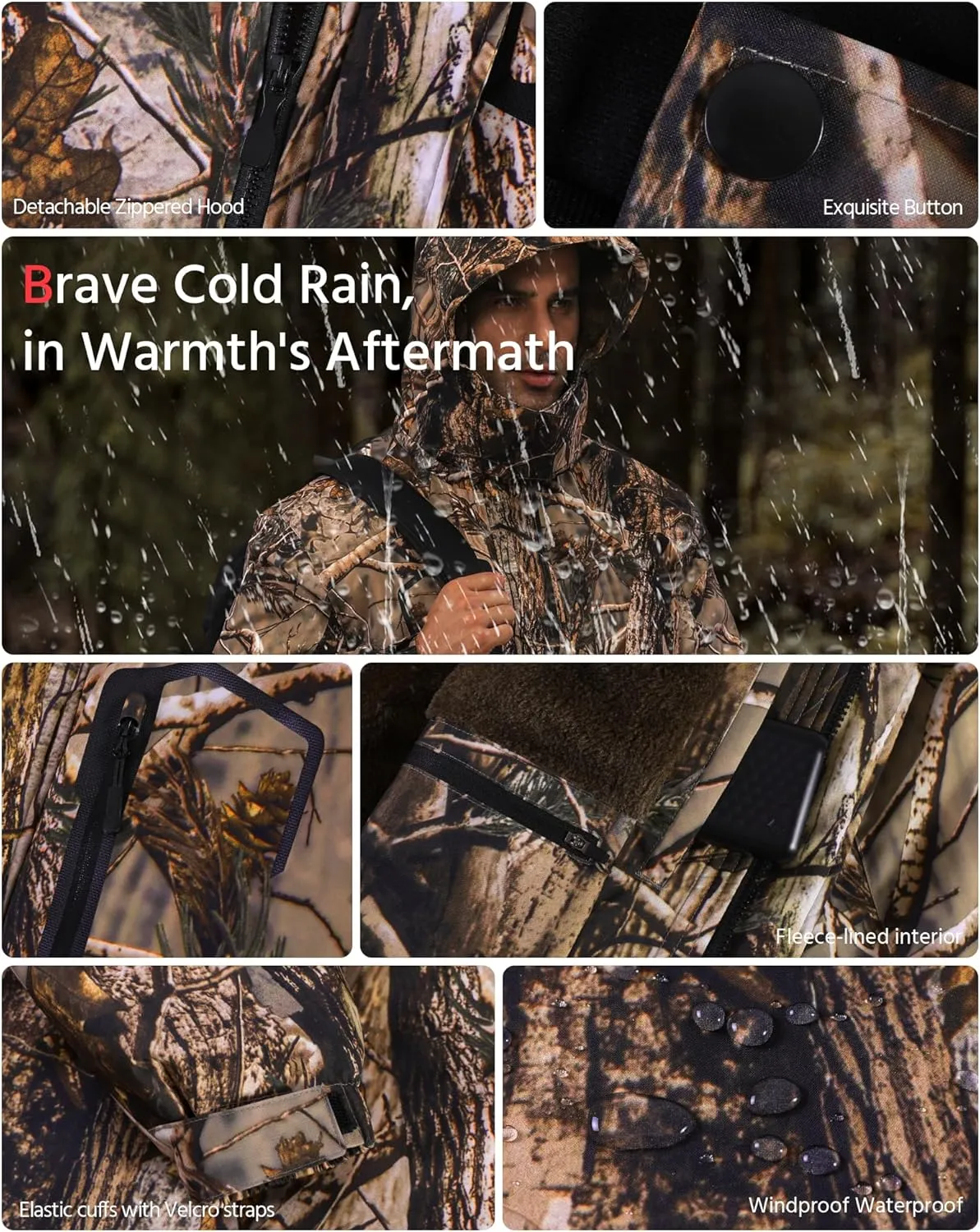 Wulcea Graphene Heated Jacket for Men Fur Lined with Large Capacity Battery Pack