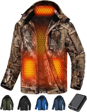 Wulcea Graphene Heated Jacket for Men Fur Lined with Large Capacity Battery Pack