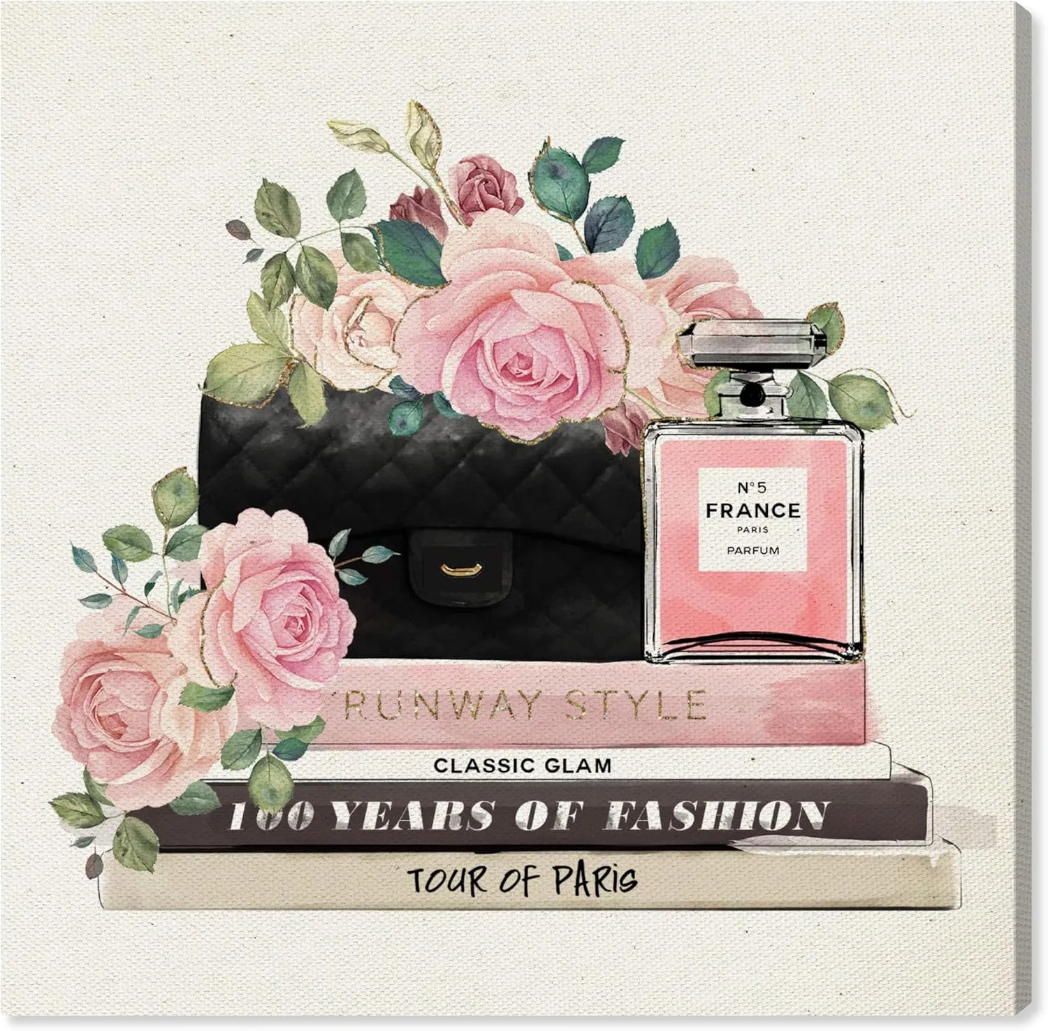 Wynwood Studio Fashion and Glam Wall Art Canvas Prints 'Doll Daydreams' Home Décor, 12 in x 12 in, Pink, Black