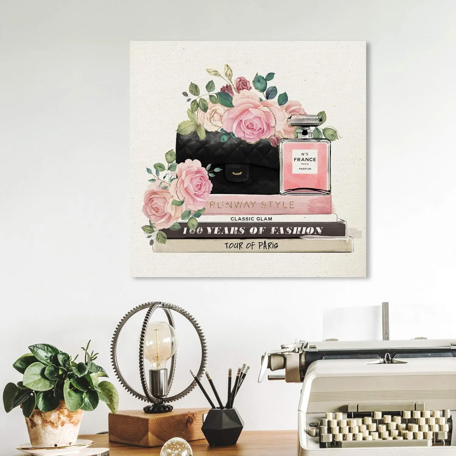 Wynwood Studio Fashion and Glam Wall Art Canvas Prints 'Doll Daydreams' Home Décor, 12 in x 12 in, Pink, Black