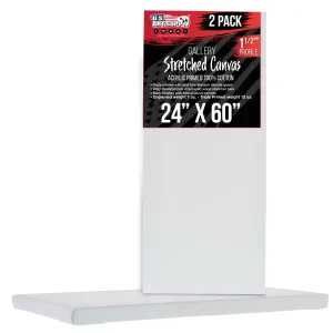 X-Large Stretched Canvas for Painting 24x60 inch Gallery Depth 1-1/2" Thick, 2-Pack - 12oz Acrylic Gesso Triple Primed, Professional Artist Quality, 100% Cotton - Oil, Pouring Paint