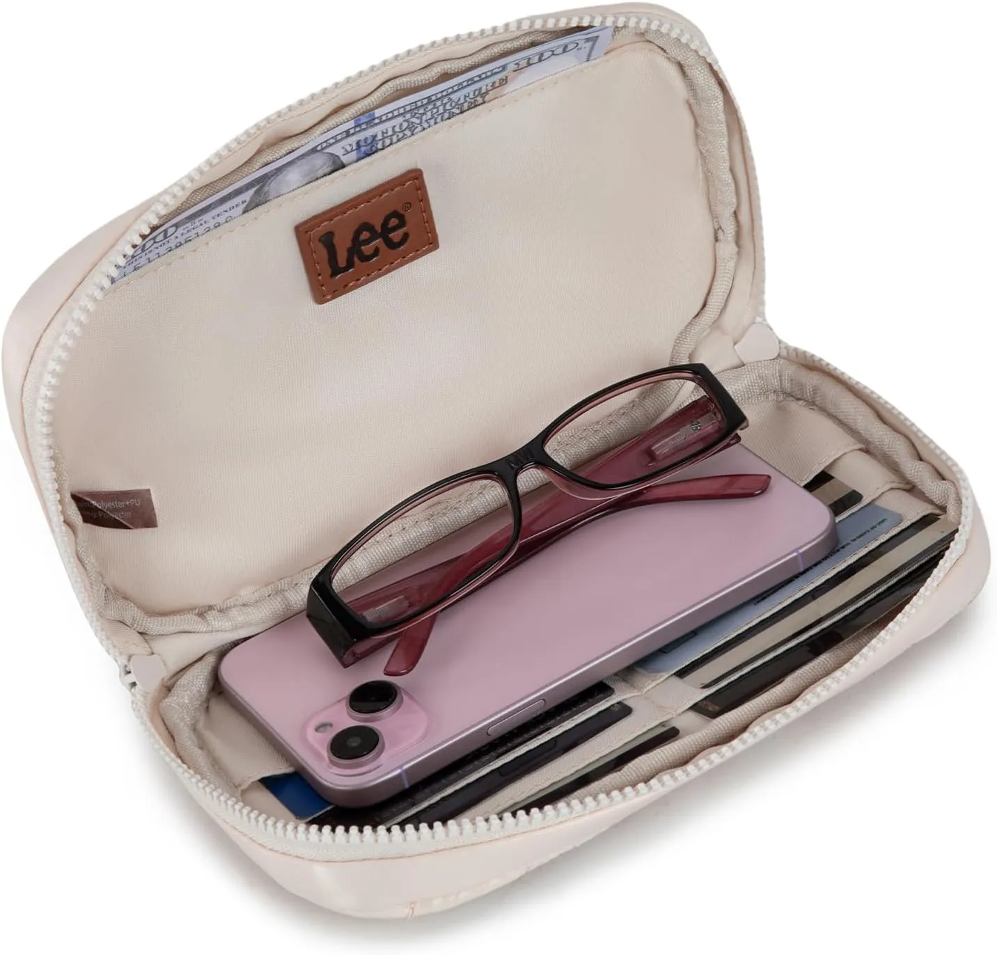 x Lee Dual Wristlet Wallets for Women, Puffer Crossbody Wallets Purse with Phone Pocket & Zipper Closure