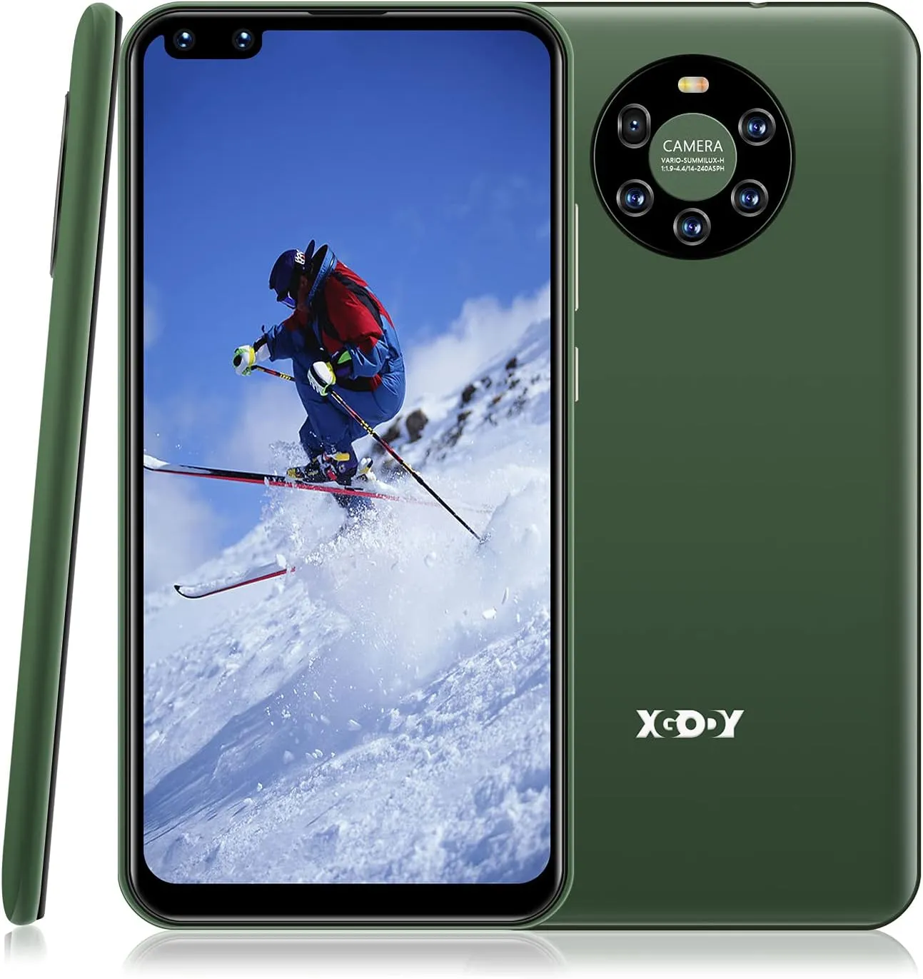 Xgody Mate40 Smartphone Unlocked, 6.72” HD Perforated Screen for Android 8.1 Cellphones Cheap, Dual Sim-Free Mobile Phones with Face ID, Dual 5MP Beauty Cameras   8GB ROM (Green, 6.72")