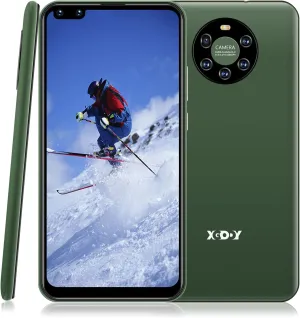 Xgody Mate40 Smartphone Unlocked, 6.72” HD Perforated Screen for Android 8.1 Cellphones Cheap, Dual Sim-Free Mobile Phones with Face ID, Dual 5MP Beauty Cameras   8GB ROM (Green, 6.72")