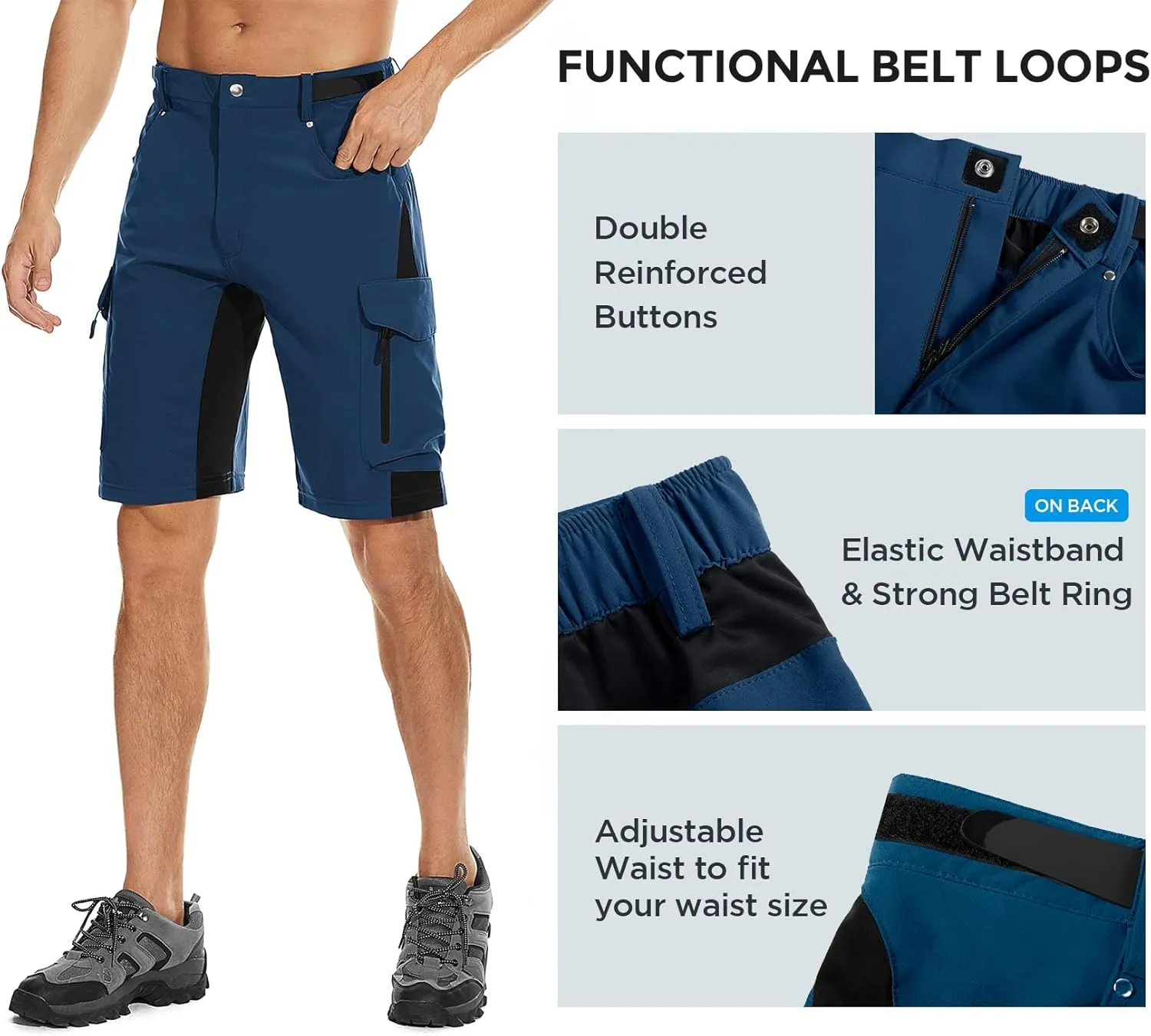 XKTTAC Men's Outdoor Quick Dry Lightweight Stretchy Shorts for Hiking, Tactical, Camping, Travel with 6 Pockets