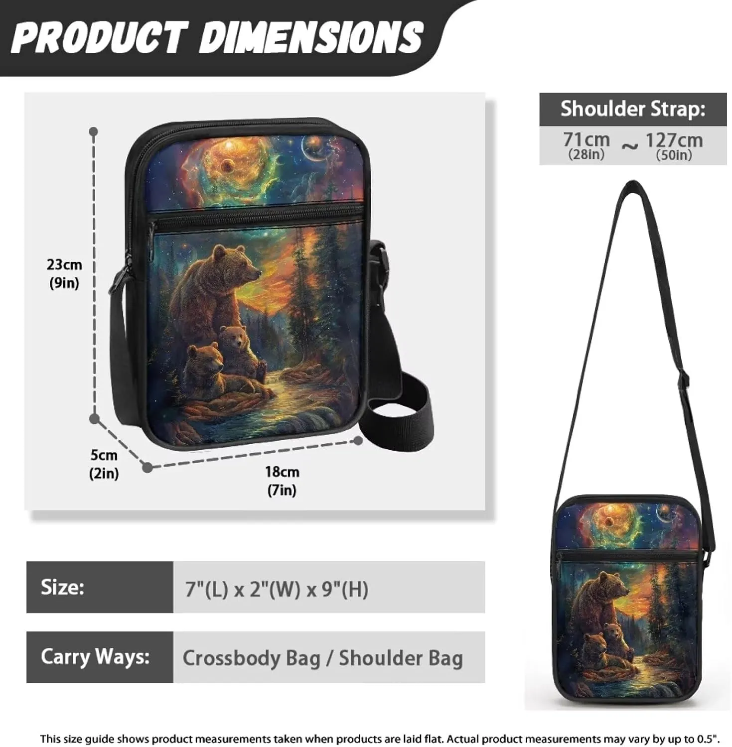 Xoenoiee Small Crossbody Bag Multi-pocket, Unisex Mini Messenger Bag Multi-functional Shoulder Bag for Outing Daily