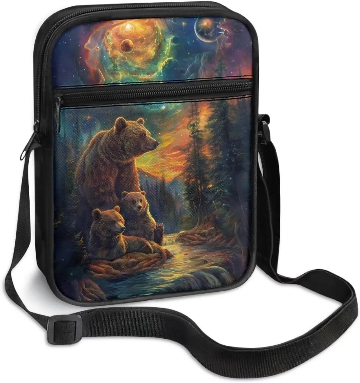 Xoenoiee Small Crossbody Bag Multi-pocket, Unisex Mini Messenger Bag Multi-functional Shoulder Bag for Outing Daily
