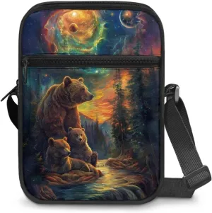 Xoenoiee Small Crossbody Bag Multi-pocket, Unisex Mini Messenger Bag Multi-functional Shoulder Bag for Outing Daily