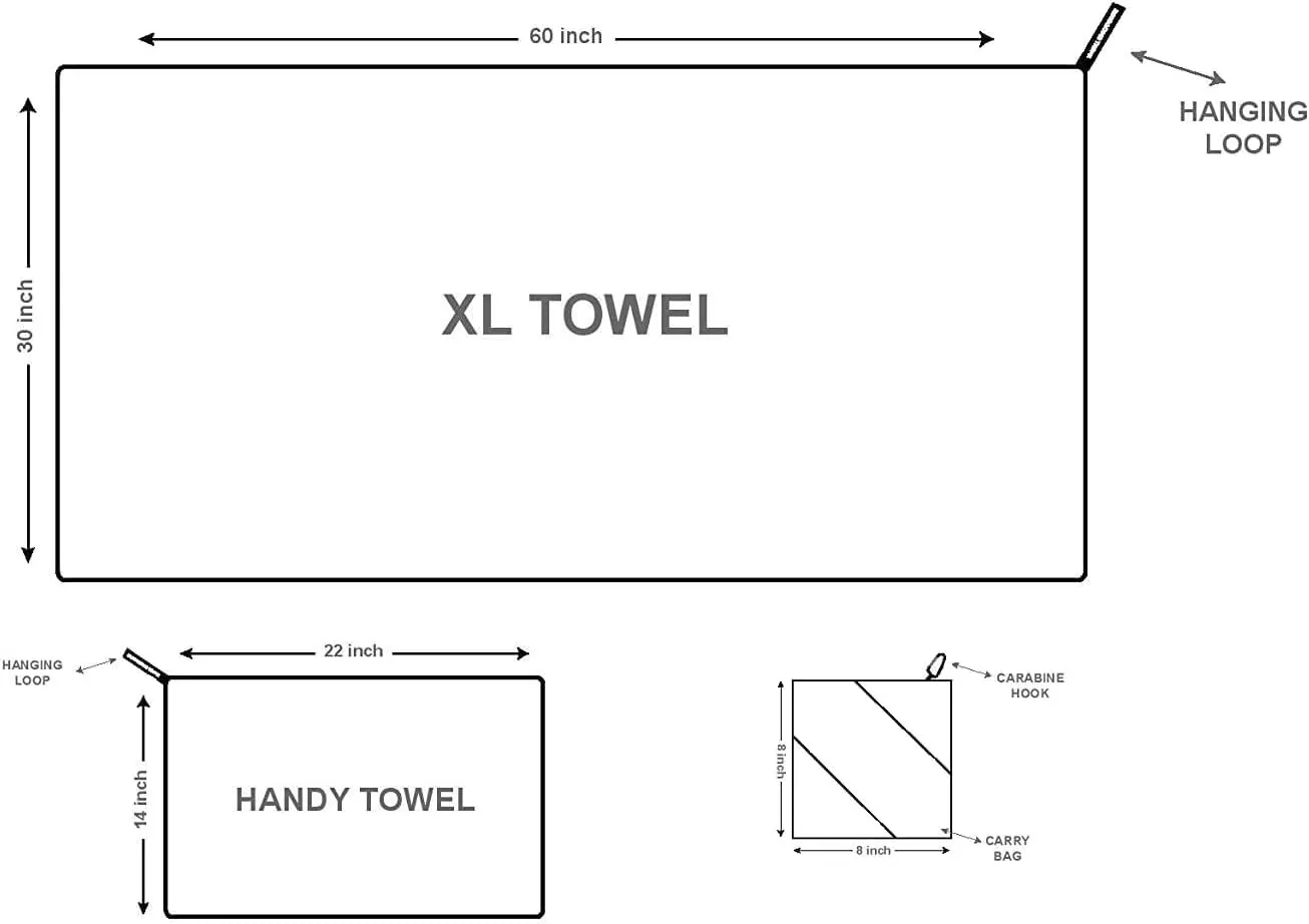 XXL Travel Towel - 2 Quick Dry and Extra Soft Microfiber Towels, Lightweight and Compact for Gym, Swim Practice, Travel, Backpacking, Camping, RV, Beach, Camping