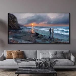 yiijeah Beach Wall Art - Canvas Prints Wall Decor Beach Sunset Ocean Waves Nature Abstract Pictures Wooden Framed for living Room Bedroom and Office