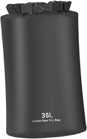 Yiju Waterproof Storage Bag with Roll Top for Rafting and Kayaking, Black, 35L