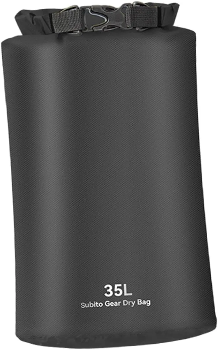 Yiju Waterproof Storage Bag with Roll Top for Rafting and Kayaking, Black, 35L