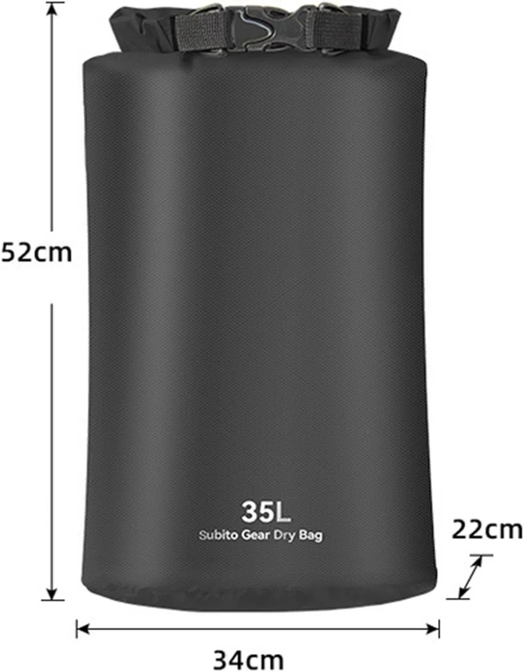 Yiju Waterproof Storage Bag with Roll Top for Rafting and Kayaking, Black, 35L