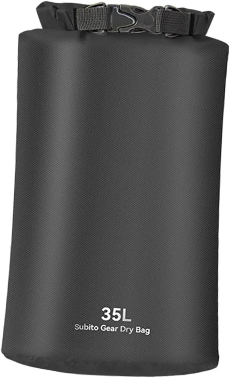 Yiju Waterproof Storage Bag with Roll Top for Rafting and Kayaking, Black, 35L