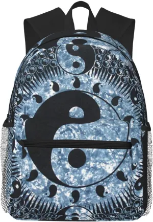 Ying Yang Diagram Print Double Shoulder Backpack,Casual Bag Laptop Backpack,Work,Travel,Sports Daily Use