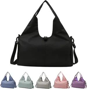 Yoga Gym Bag for Women, Duffel Bag with Shoe Compartment, Sports Bag with Yoga Mat Holder, Travel Duffel Tote Bag Workout Bag Weekender Bag with Wet Dry Storage Pockets