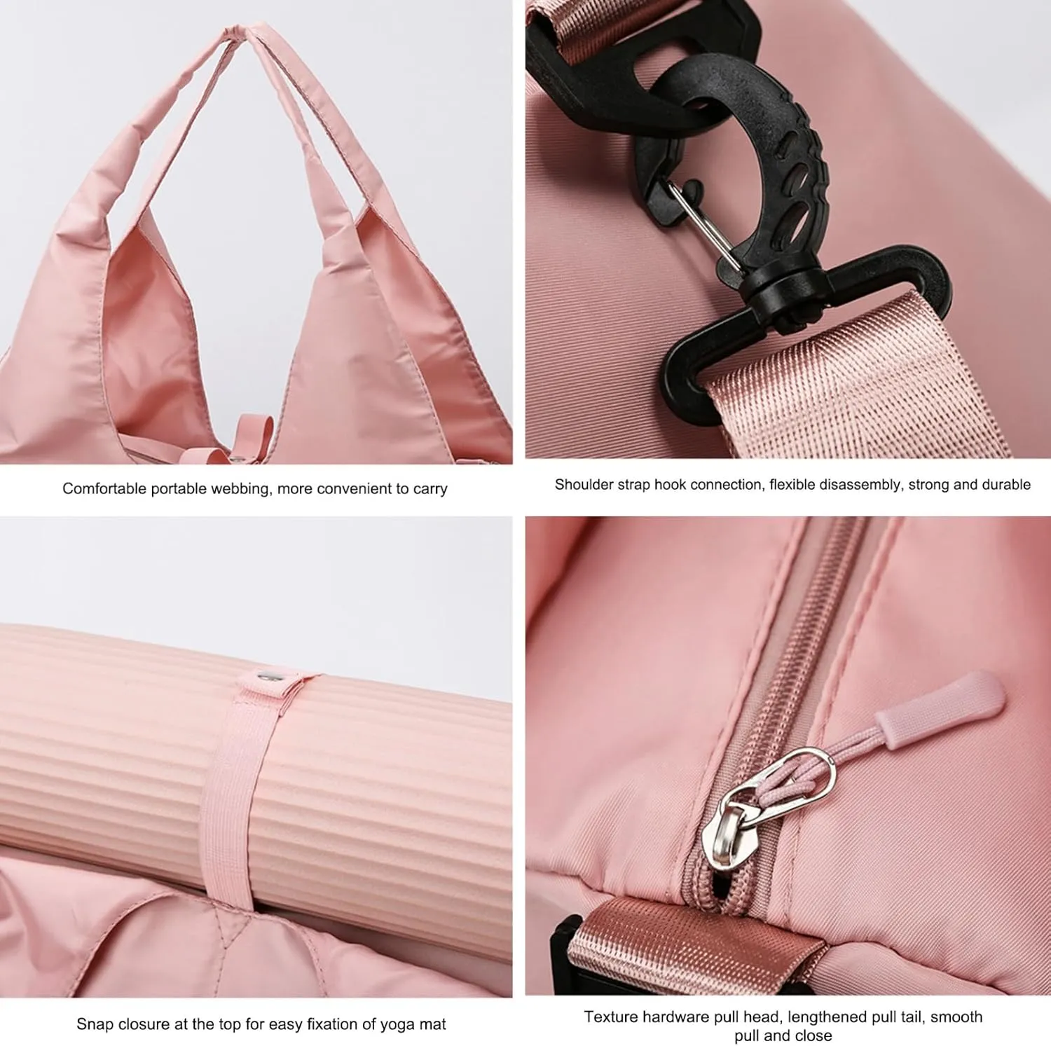 Yoga Gym Bag for Women, Duffel Bag with Shoe Compartment, Sports Bag with Yoga Mat Holder, Travel Duffel Tote Bag Workout Bag Weekender Bag with Wet Dry Storage Pockets