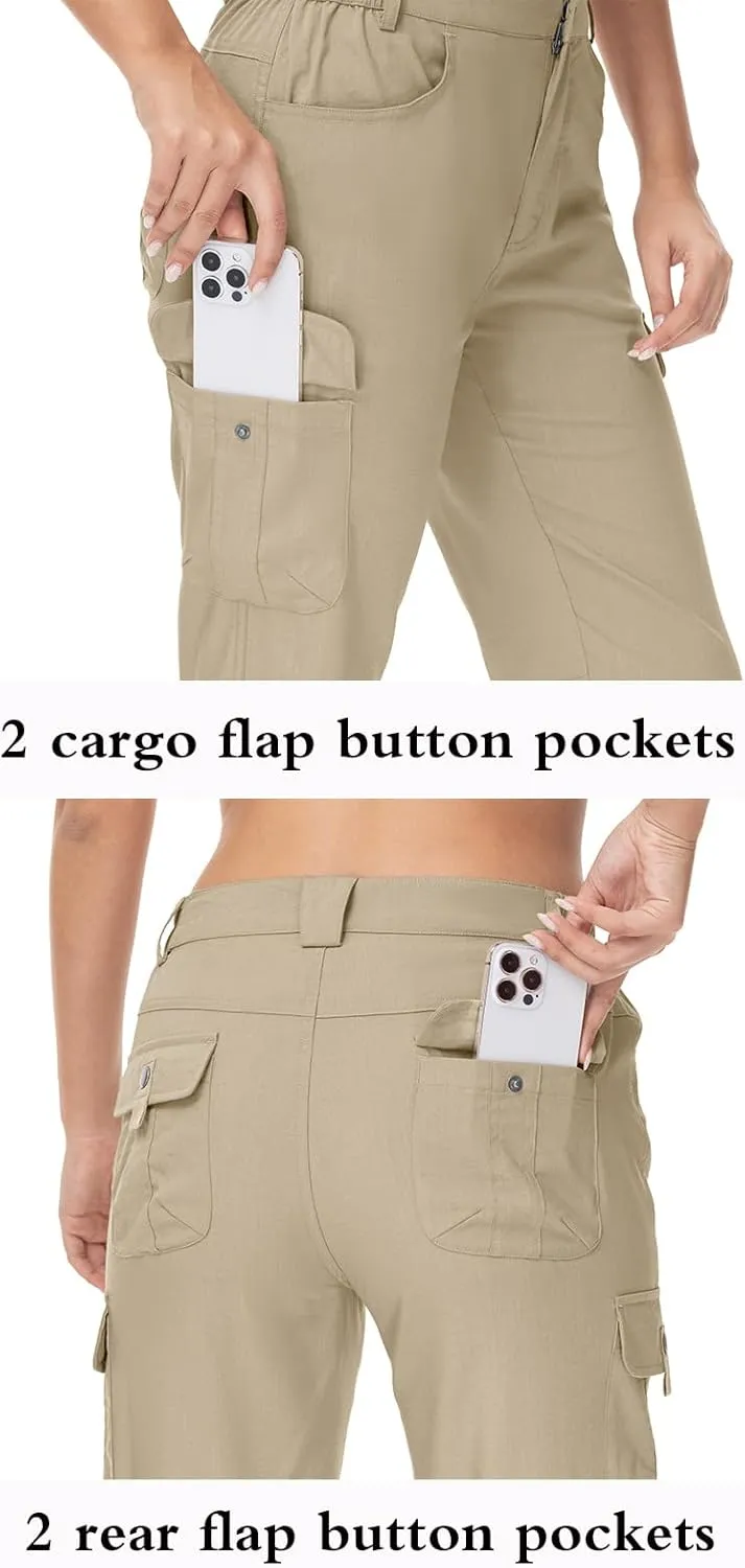YSENTO Womens Cargo Hiking Pants with Pockets Lightweight Stretch Quick Dry Camping Travel Pants Roll Up
