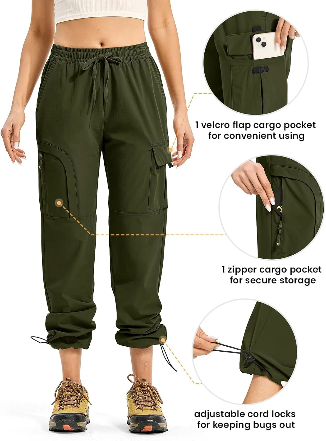 YSENTO Womens Cargo Pants Lightweight Water Resistant Quick Dry Camping Travel Hiking Pants with Pockets