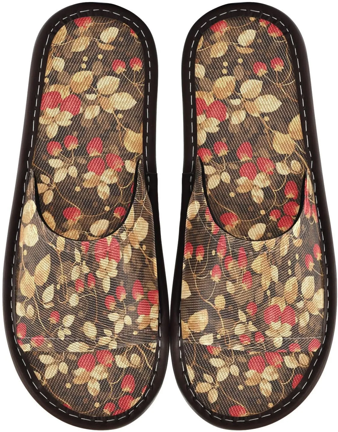 Yuiboo Beauty Raspberries Leafs Men Women Bathroom Slippers Summer Dorm Home Slides for Home Beach Travel
