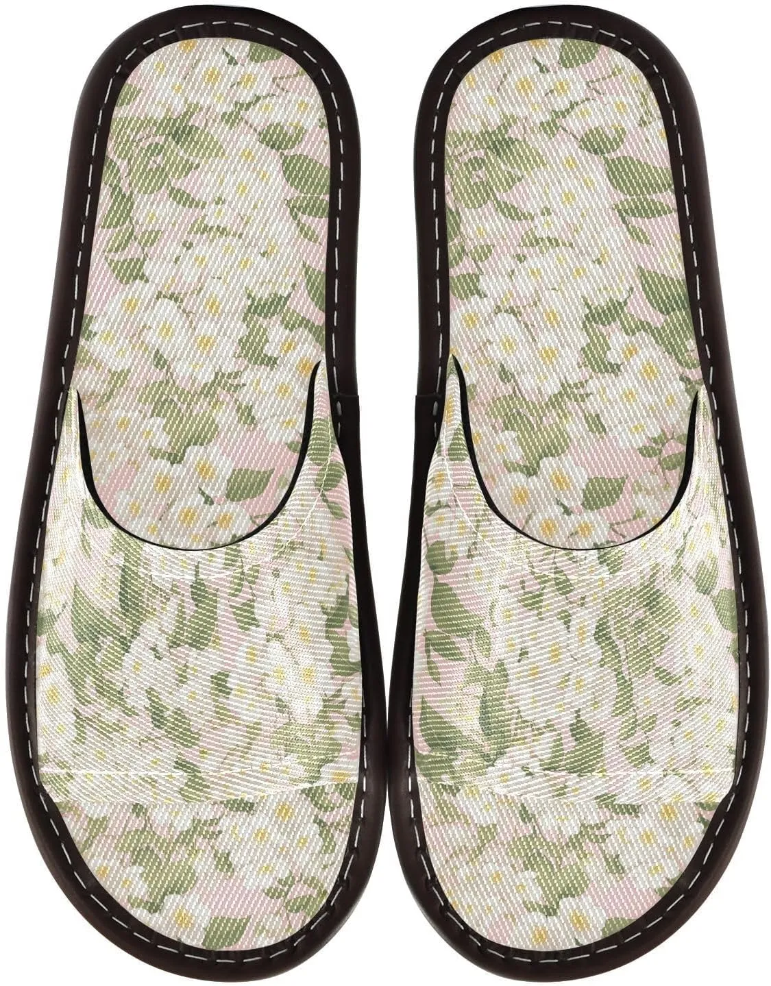 Yuiboo White Jasmine Flowers Womens Fashion Slippers Reusable Anti-slip Sandals for Beach Beach Indoor