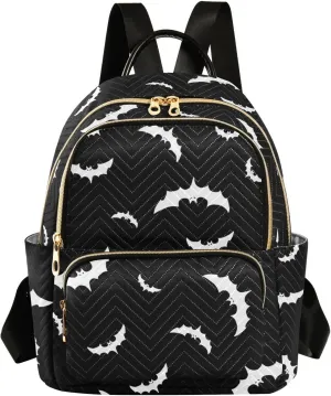 ZAZYXTJ Backpack Purse for Women Quilted Mini Fashion Backpacks Lightweight Travel Casual Backpack (Bat, S)