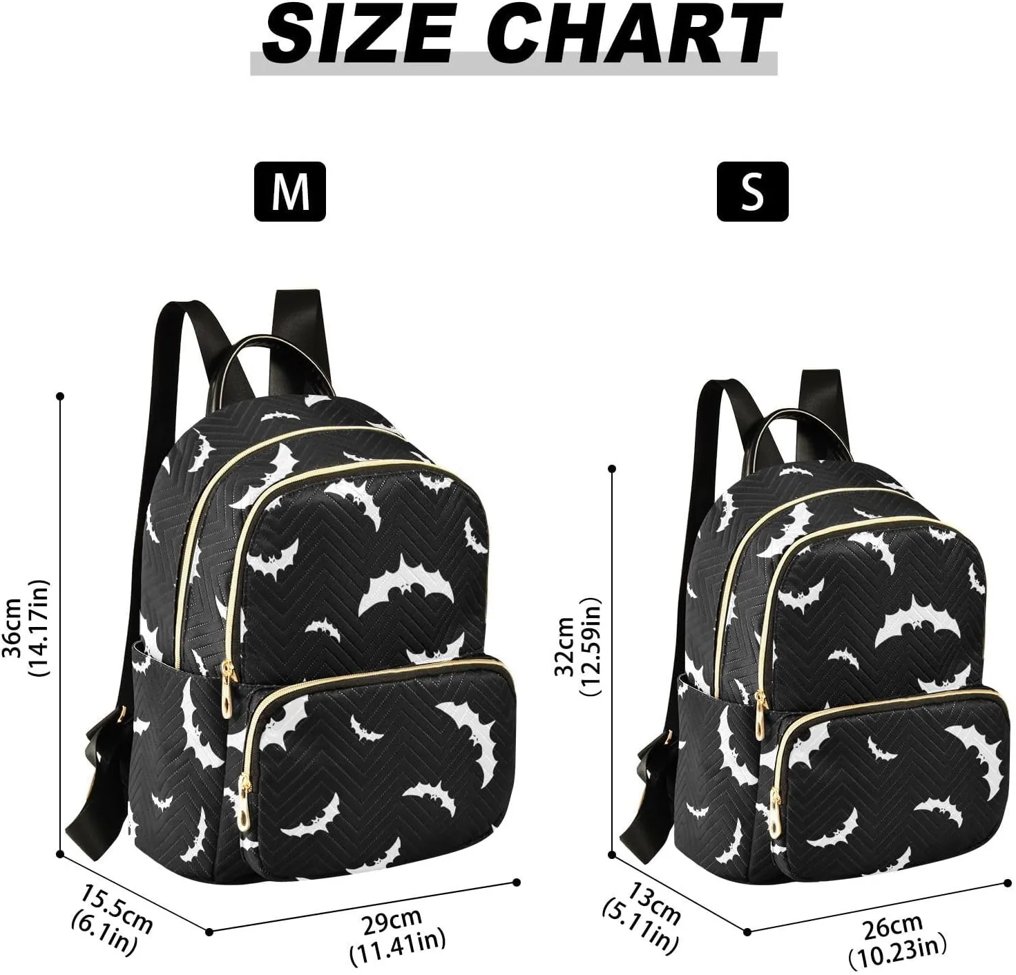 ZAZYXTJ Backpack Purse for Women Quilted Mini Fashion Backpacks Lightweight Travel Casual Backpack (Bat, S)
