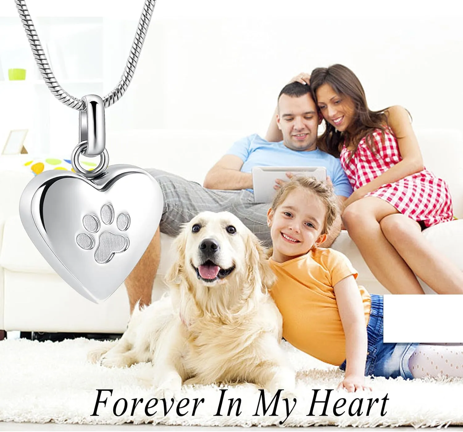 zeqingjw Pet Cremation Jewelry for Ashes Pendant Paw Print Pet Heart Urn Necklace Memorial Keepsake Jewelry for Pet/Dog's/Cat's Ashes