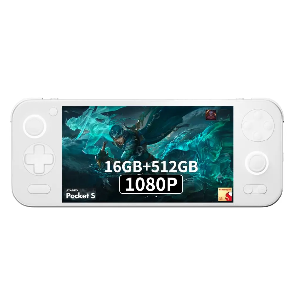 Zestioe AYANEO Pocket S-6 Inches 1080P Handheld Android Video Game Console 1920x1080 Tablet PC Video Game Console Snapdragon G3x Gen 2 CPU (White, 16GB 512GB)