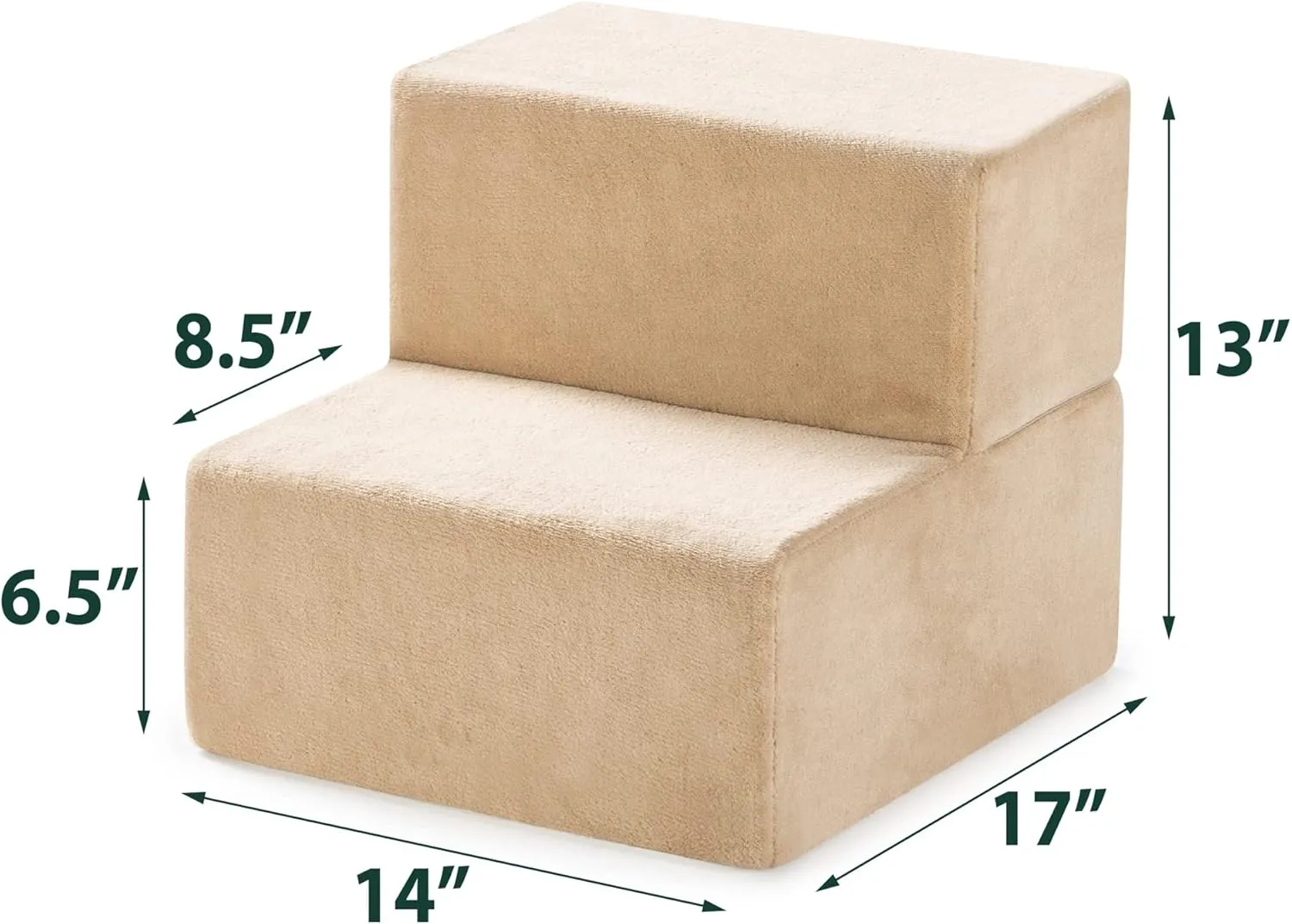 ZINUS Foam 13 Inch 2-Step Step Pet Stairs, Pet Ramp for Cats and Dogs, Extra Small, Beige
